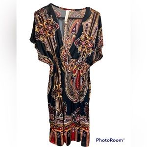Black & Red/Yellow/Purple Paisley Dress | 2X